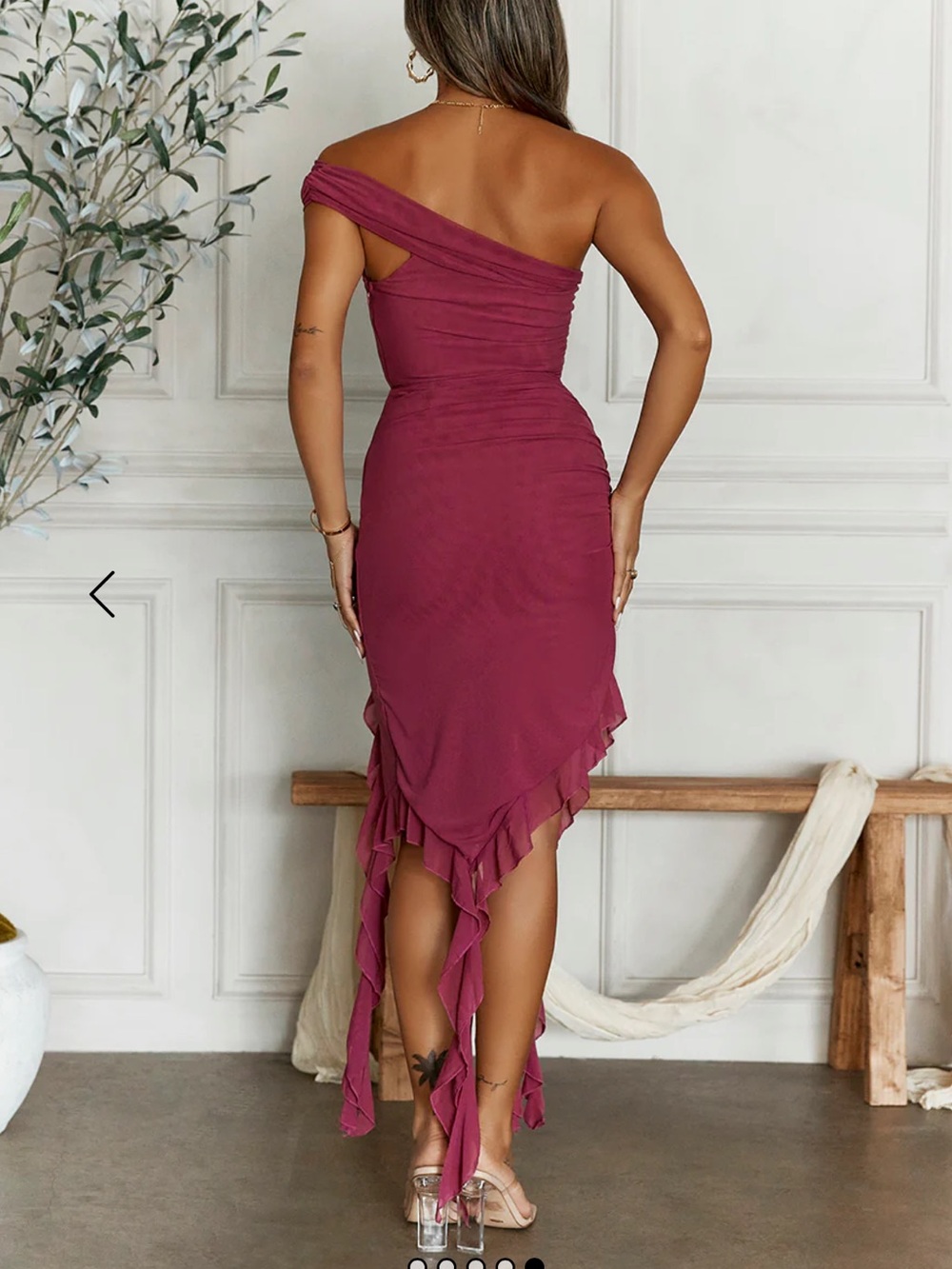 YOU'RE RIGHT ONE SHOULDER FRILL MIDI DRESS RUST - Picture 5 of 5